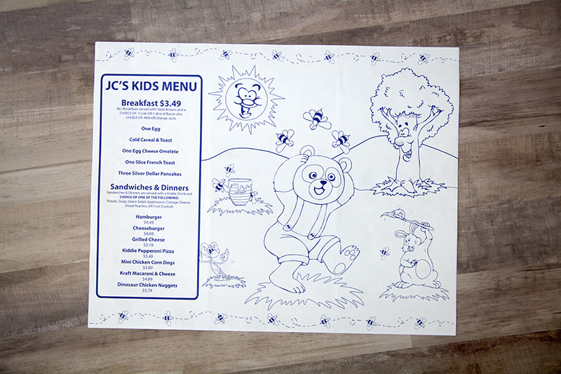 Print Marketing – JC Kid's Menu
